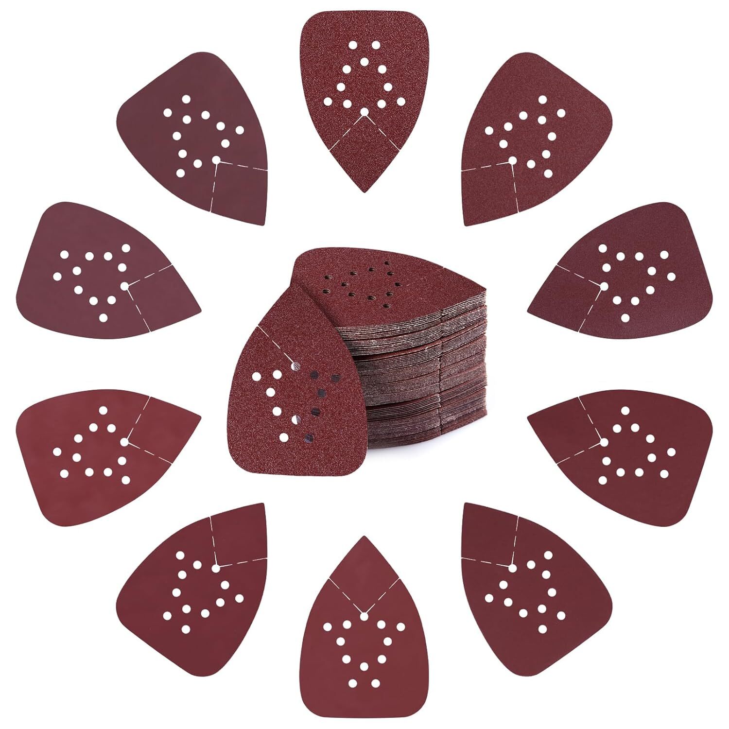 100 Pack 12-Hole Pattern Mouse Detail Sander Sandpaper Sheets Variety Pack Grit