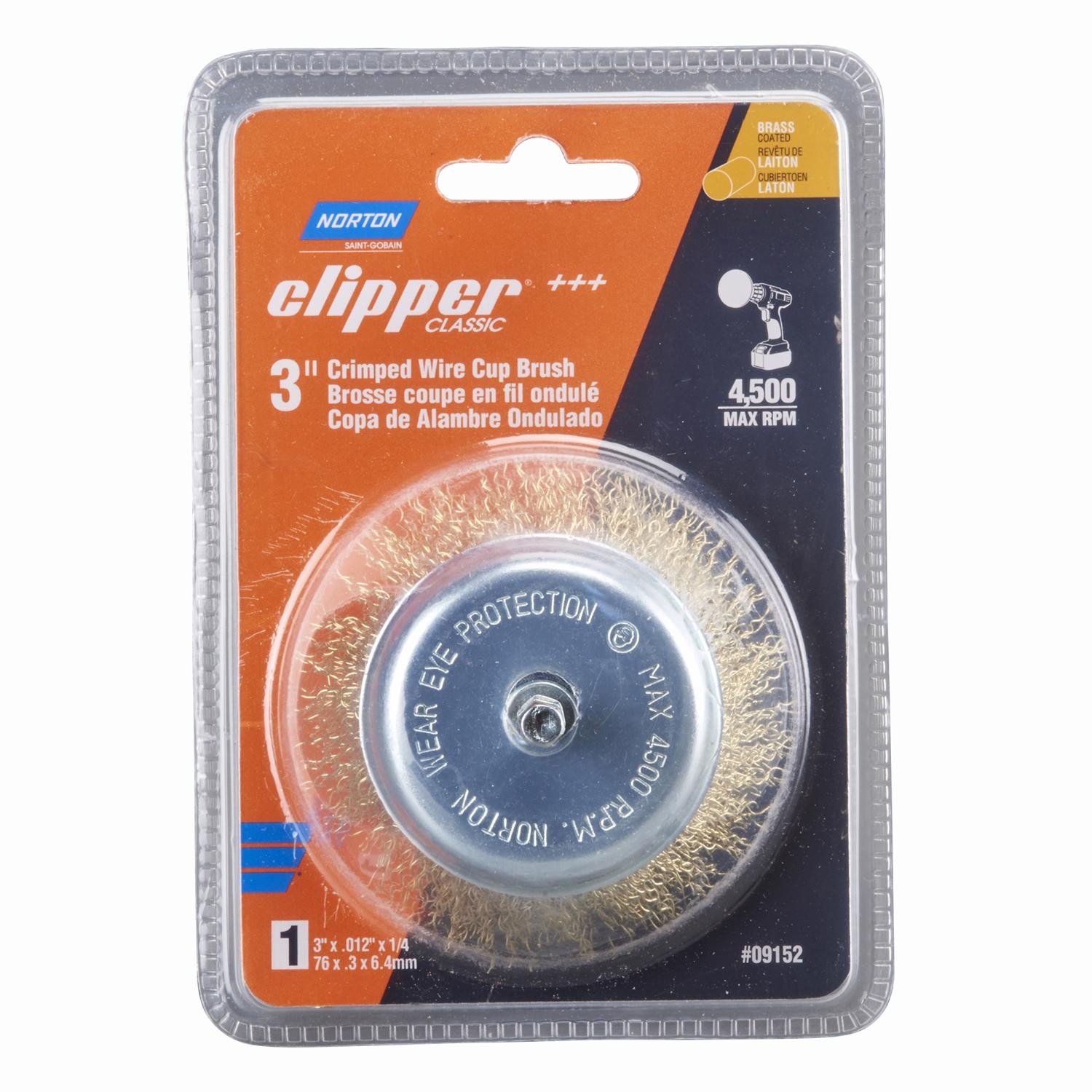 Norton Clipper 3 in. Crimped Wire Cup Brush Brass 4500 rpm 1 pc