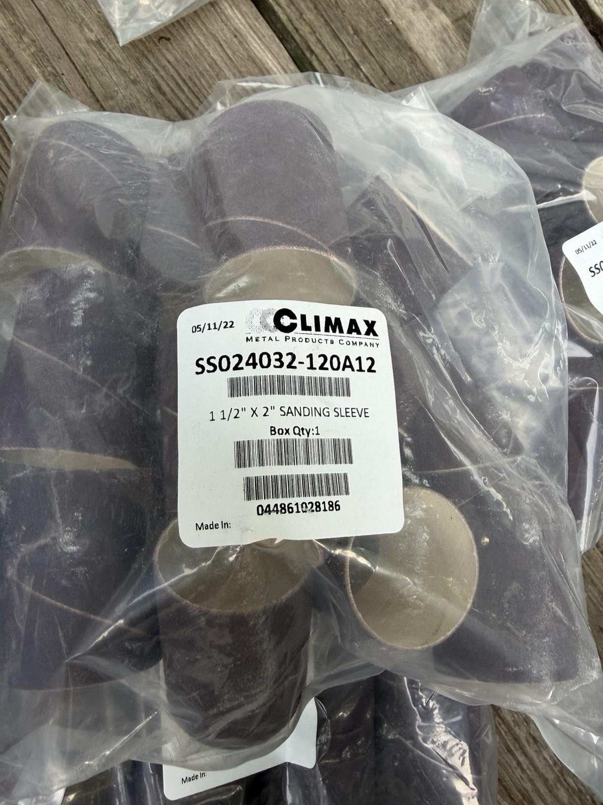 CLIMAX SS012032-080A12 – 3/4″ X 2″ SANDING SLEEVE 12PCS/PK 80-GRIT *NEW!*