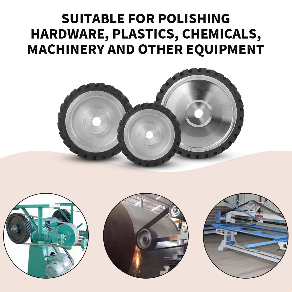 150mm/200mm/250mm Rubber Serrated Sand belt Grinding Contact Wheel Abrasive Tool