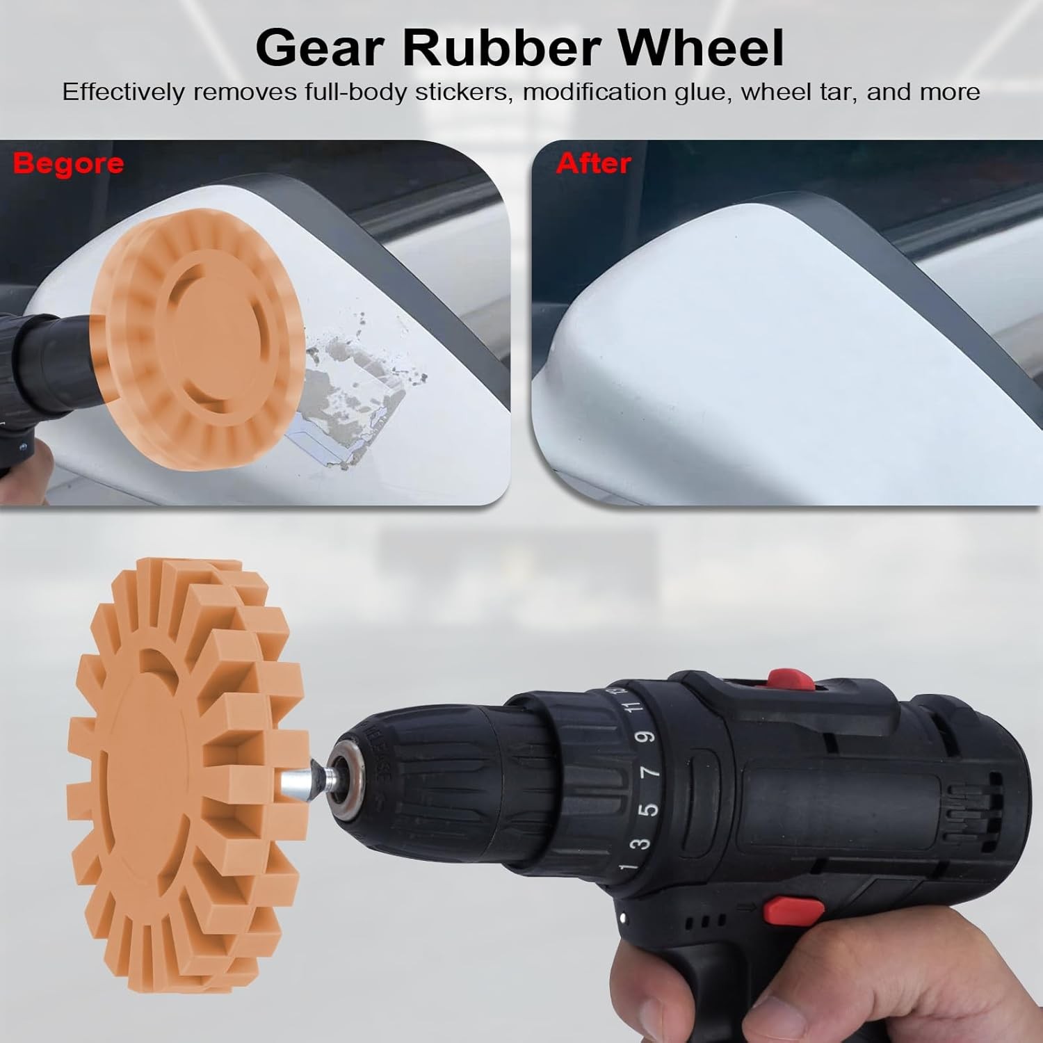 Eraser Wheel for Drill 4 Pack Rubber Decal Remover Wheel Stripe Remover Kit