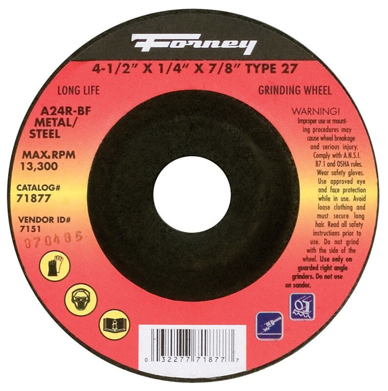 Forney 4 1/2″ X 1/4″ X 7/8″ Type 27 Aluminum Oxide Metal Cutting Wheel 1 pc