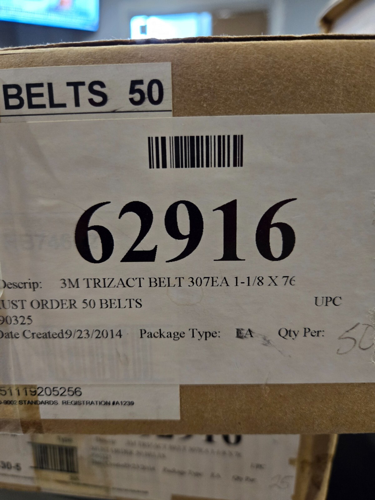 (50) 3M Trizact Cloth Belt 307EA 20525 A6 JE 1-1/8″ x76″ Film-lok Full-Flex $159