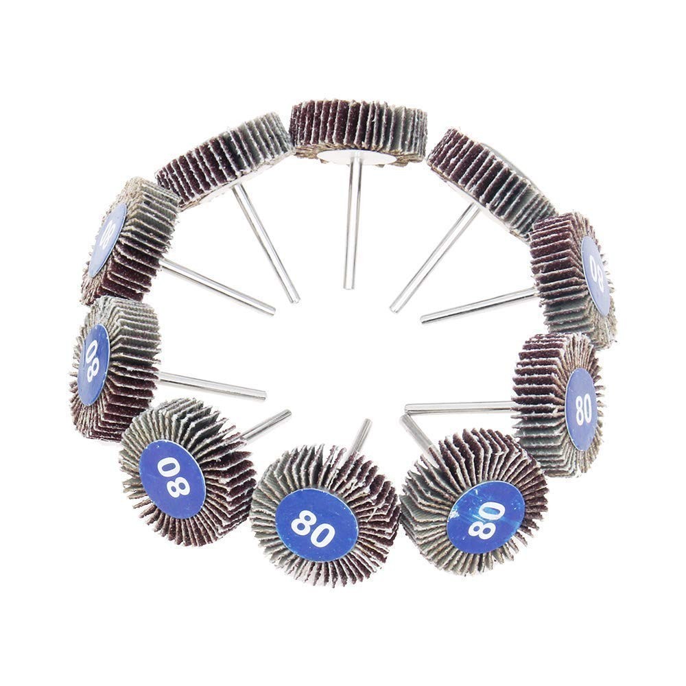 Universal 1/8 Inch Shank Abrasive Flap Wheel Set – 10 Pack for Various Tools