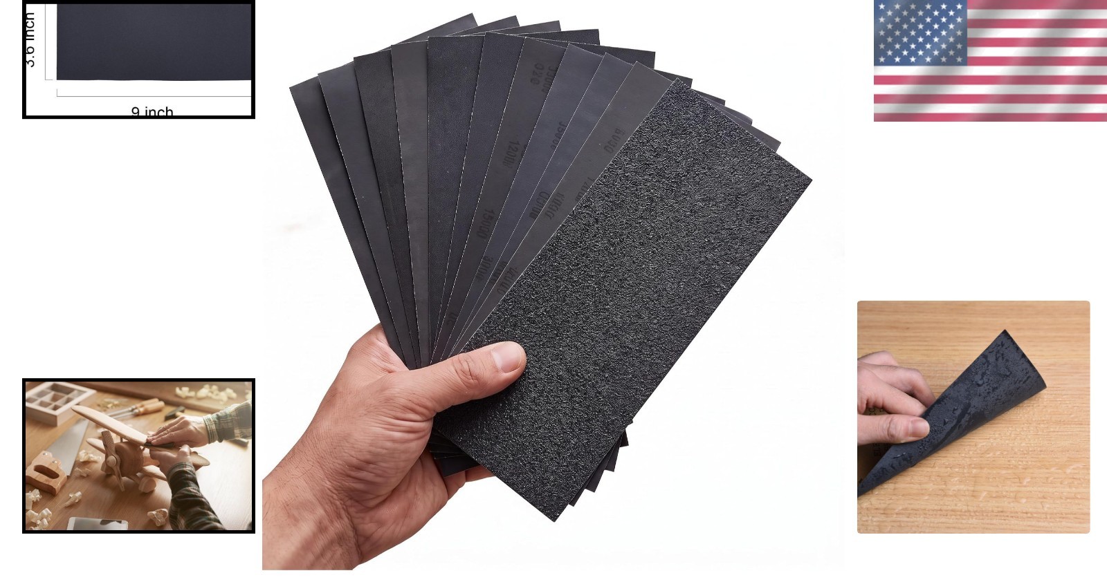 12-Pack Assorted Grit Waterproof Sandpaper Sheets for Wood Finishing – 9×3.6 …