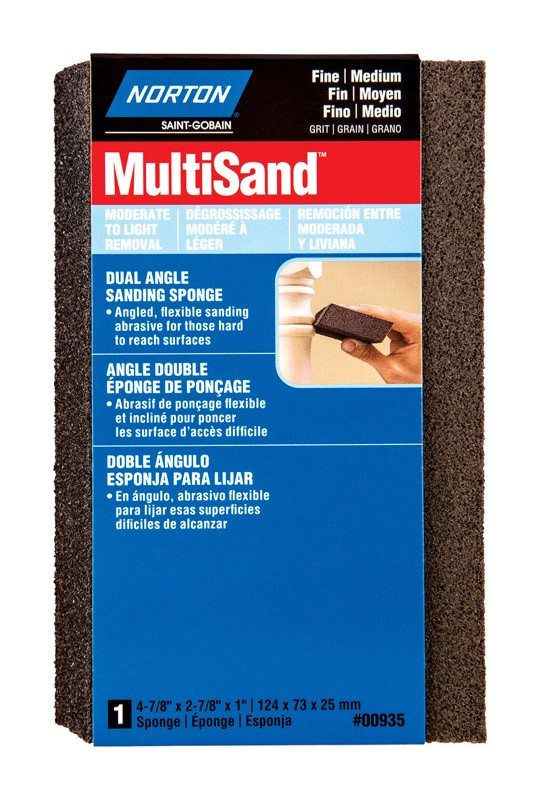 Norton 7660700935 80/120-Grit Aluminum Oxide Fine/Medium Sanding Sponge 4-7/8in.