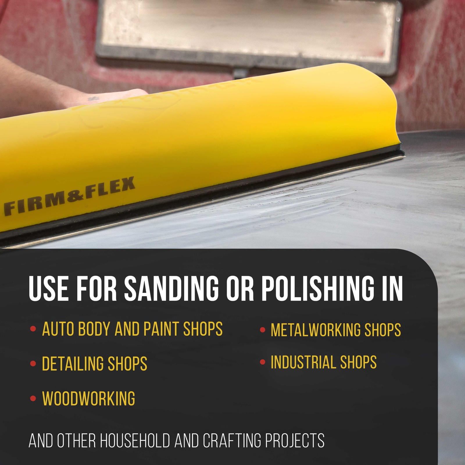 16″ K-Block Sander Firm & Flex Hand Sanding Block, Hook & Loop Backing, PSA Sand