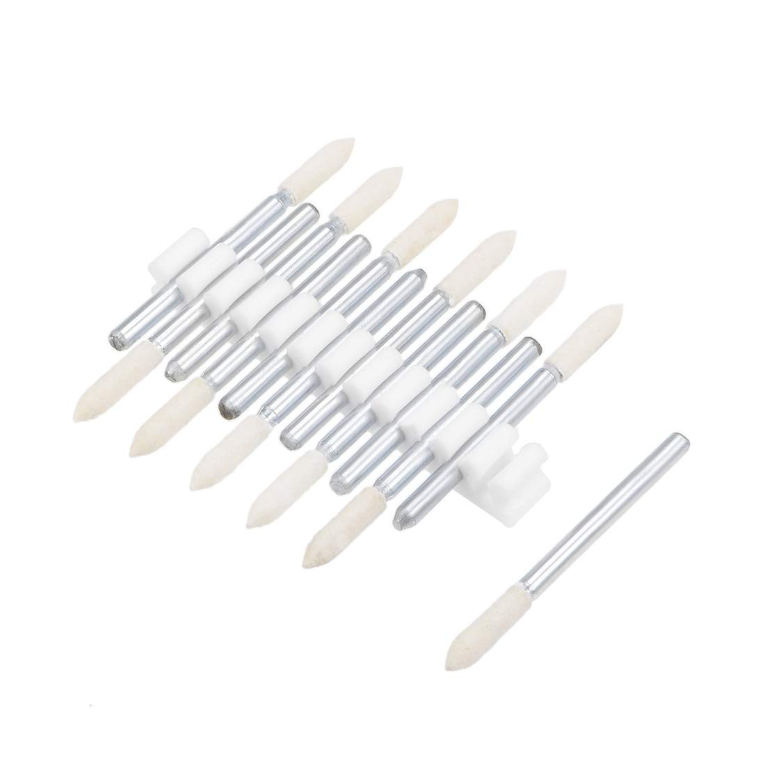 uxcell 3mm Wool Felt Mounted Points Tapered Polishing Bits Burrs Buffing Whee…