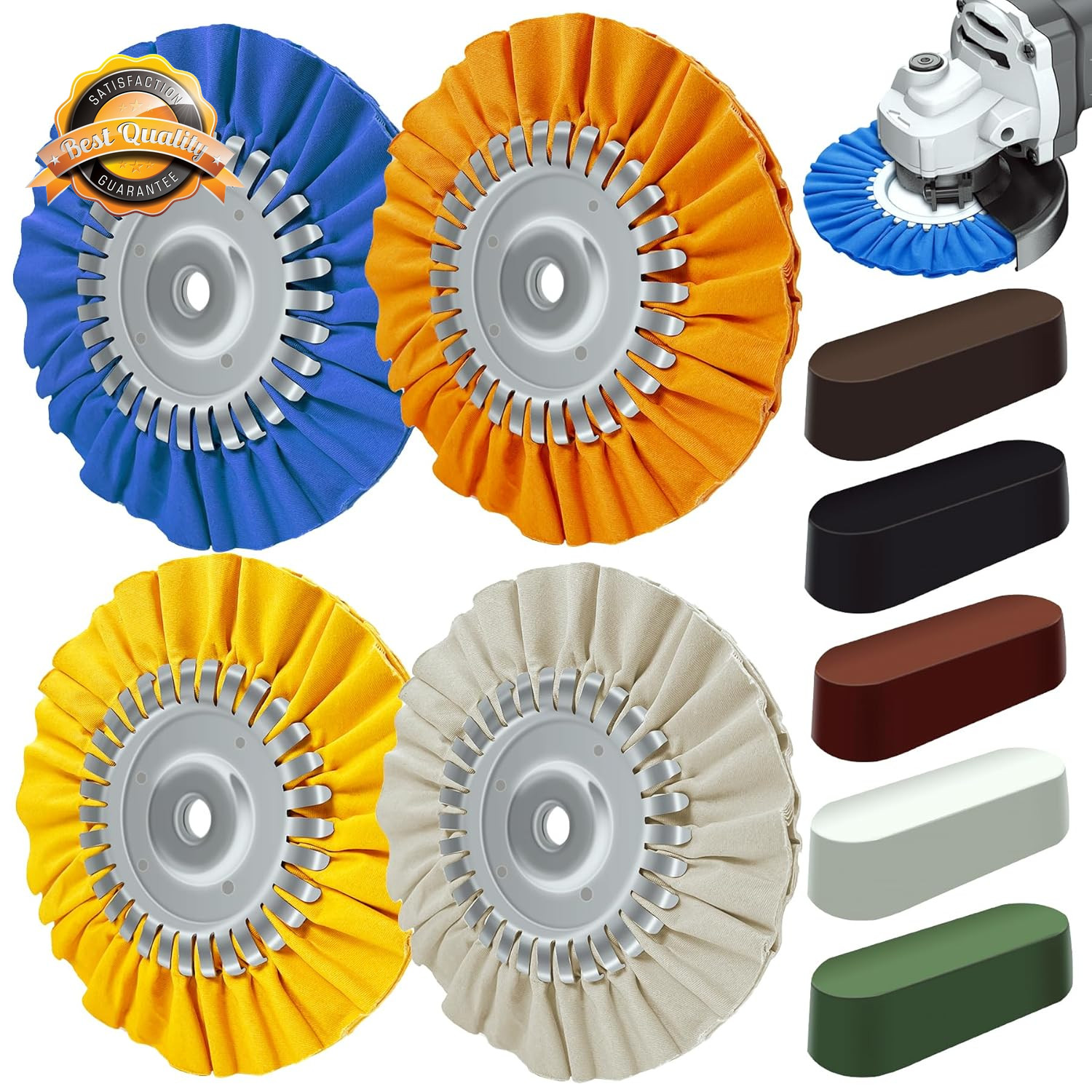 8″ Airway Buffing Wheel, 9Pcs Aluminum Wheel Polishing Kit in Diameter 5/8 Inch