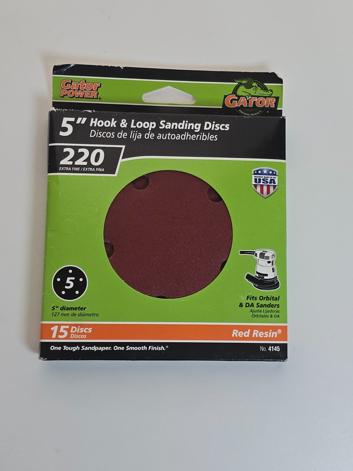 Gator Power 5″ Hook & Loop Sanding Discs 220 Extra Fine 15 Discs No 4145