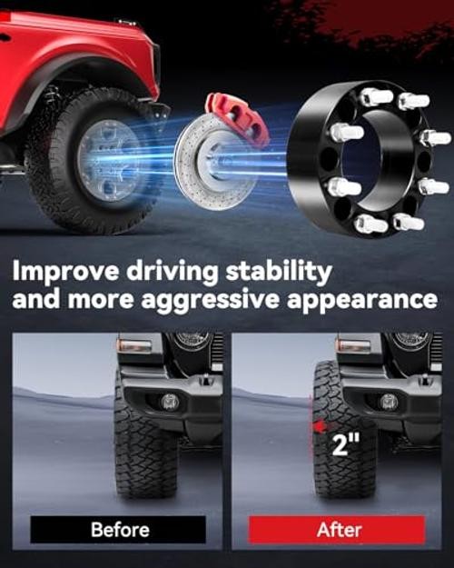 2PCS 8×6.5 to 8×180 Wheel Adapters for Silverado 3500 Wheels on Sierra 2 inch
