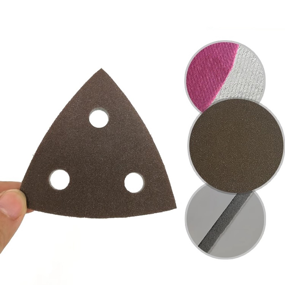80mm 3 Hole Triangle Sponge Red Sandpaper Wet & Dry Sanding Disc 300#-2000# Grit