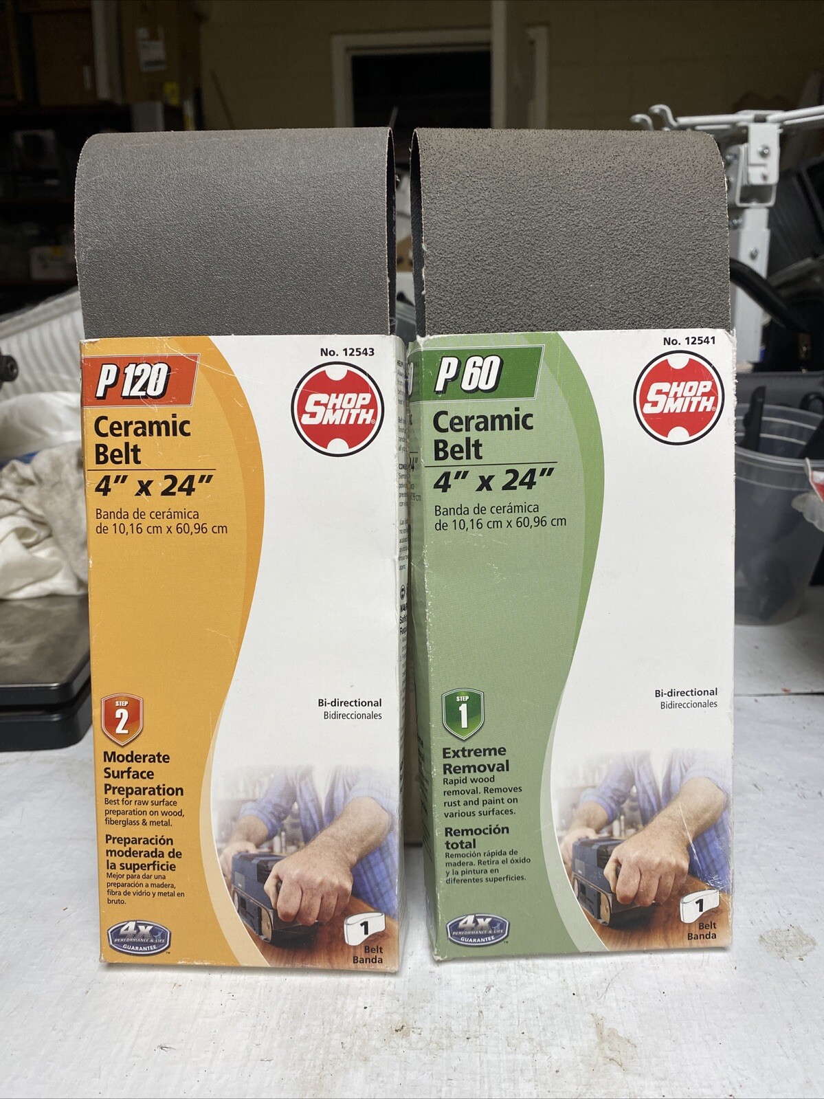 Shopsmith Ceramic 4″ X 24″ Sanding Belts P120 P60 Grit Bi Directional Banda