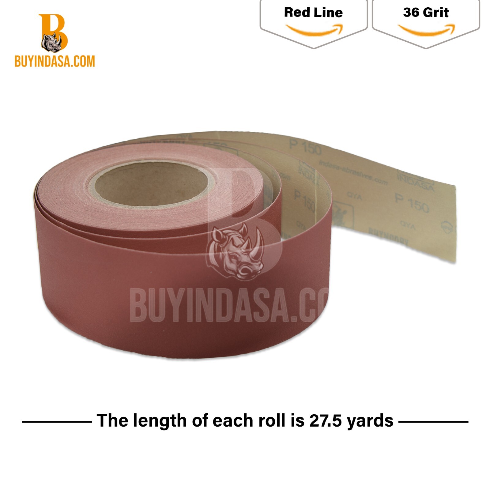 Indasa 2.75″ PSA Sandpaper Roll Rhynostick 27 Yard Rhynostick 36-600 Grit Range