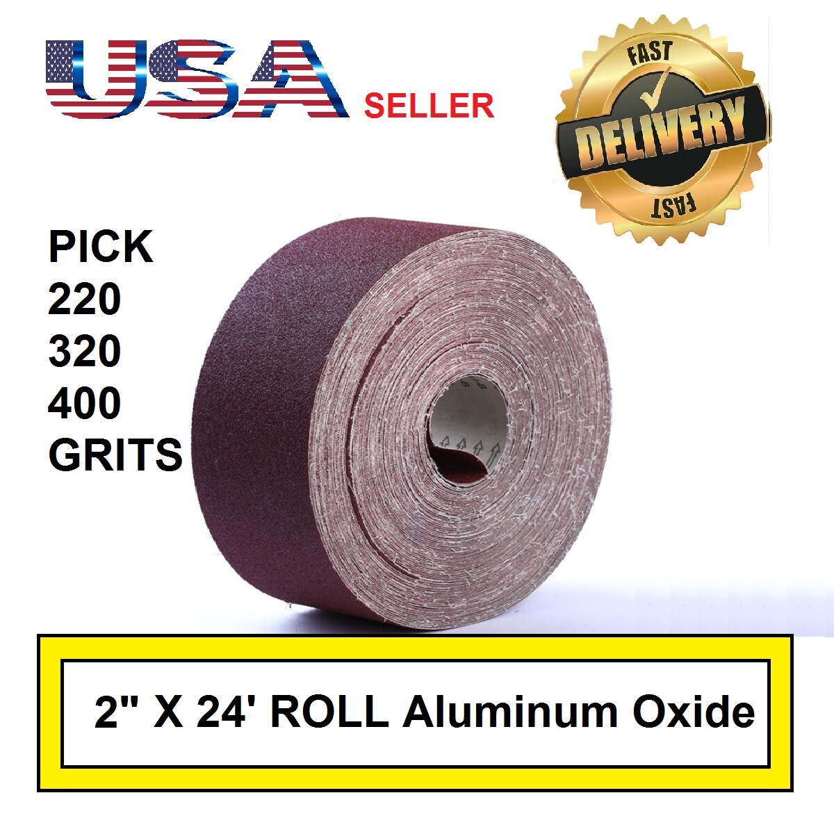 2″ x 24′ Emery Cloth Rolls 220 320 400 Grit Aluminum Oxide Sandpaper