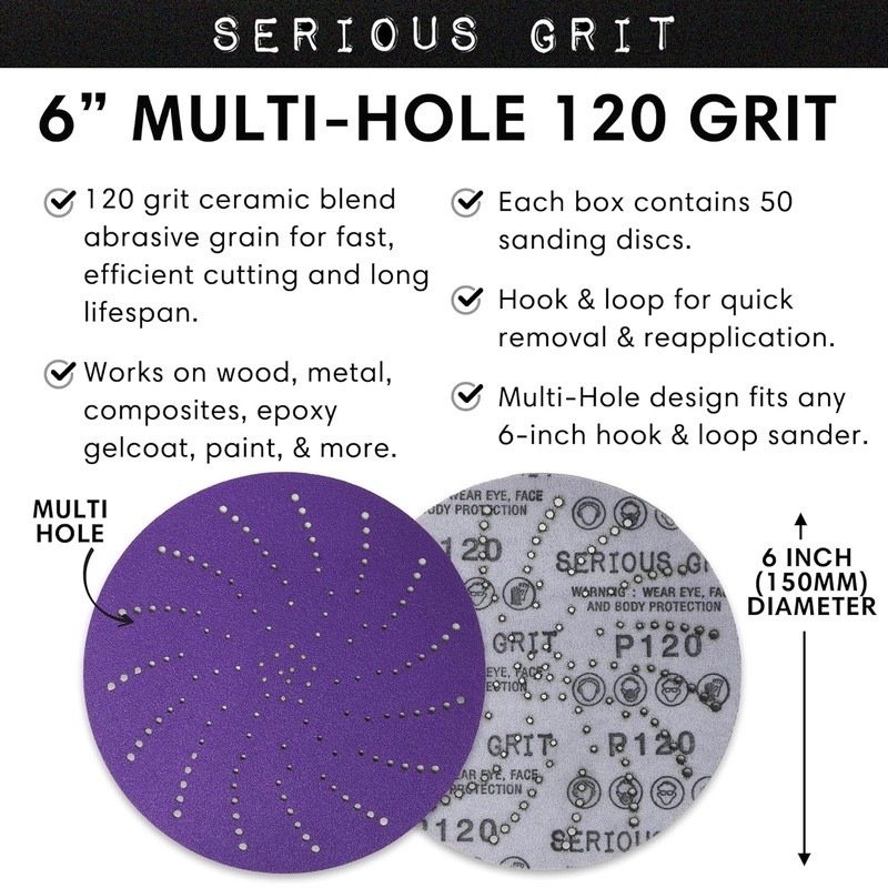 Ceramic Sanding Discs 6 Inch Multi-Hole Dust-Free Extra Fine Grits Set New