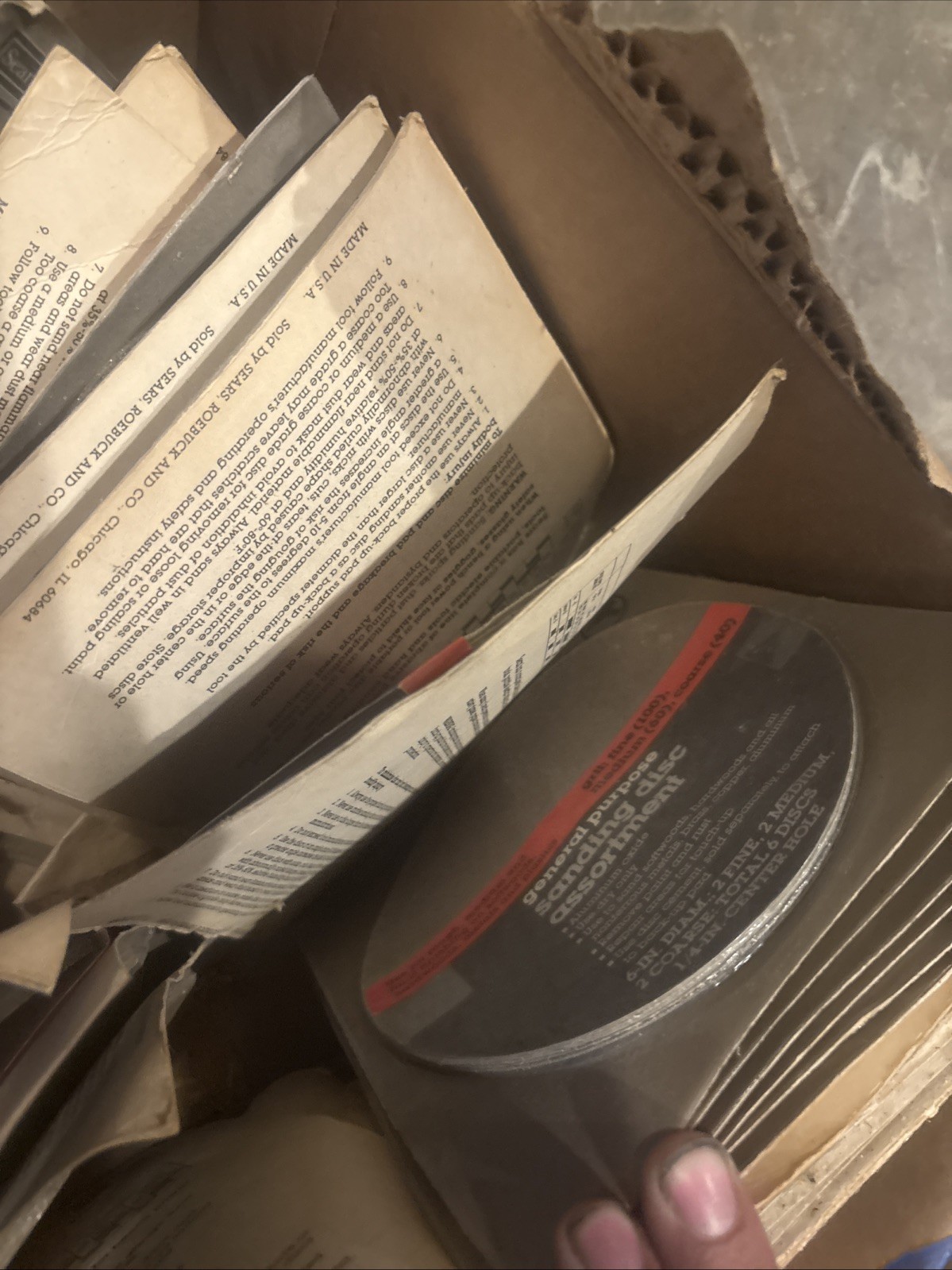 Lot Of 122 Packs Of Various Sizes And Grids Of VTG Sears Sanding Discs