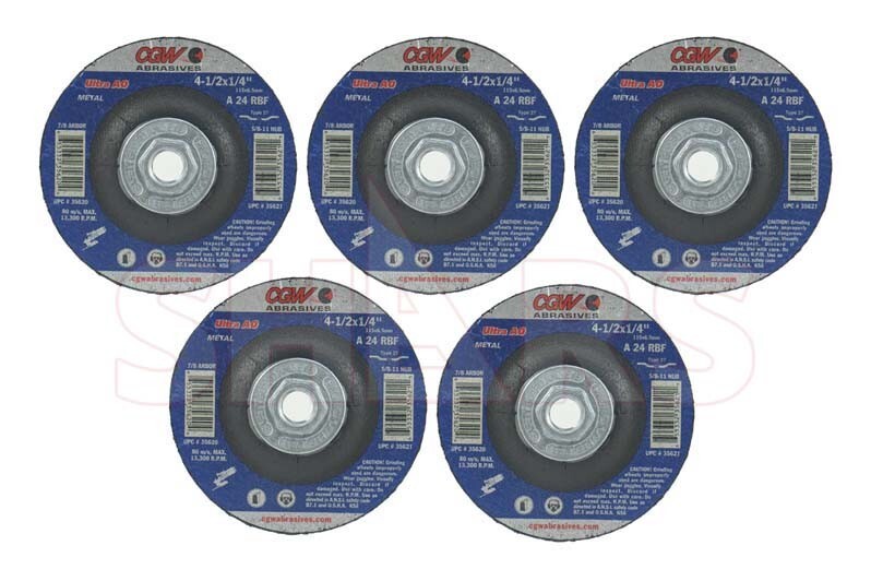 CGW 5 PCS 9 x 1/4 x 5/8-11 24 Grit Ceramic Depressed Center Grinding Wheel R|