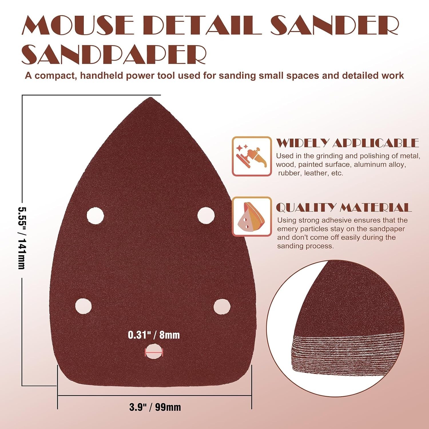 20 Count 320 Grit Detail Sander Sandpaper for Clean and Smooth Wood Finishes