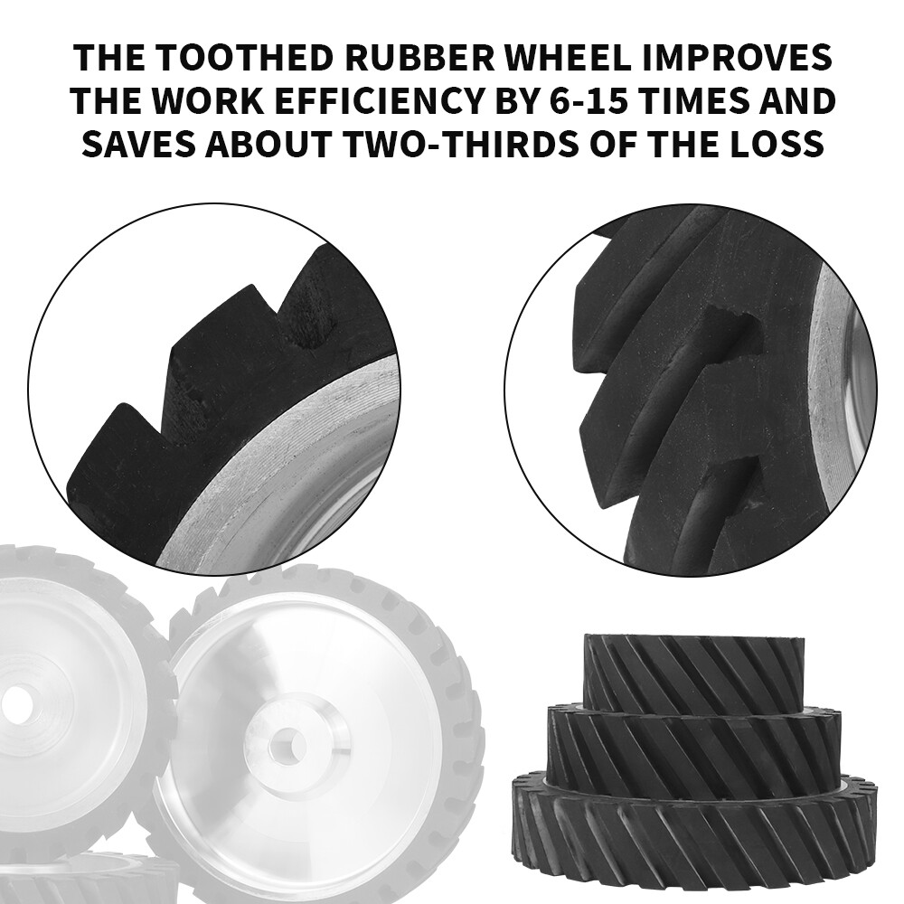 150mm/200mm/250mm Rubber Serrated Sand belt Grinding Contact Wheel Abrasive Tool