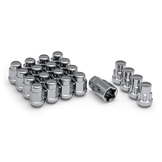 791704SAM Chrome 1/2″-20 Bulge 3/4″ Hex ( Standard ) 16 Lugs + Lock Set CHROME