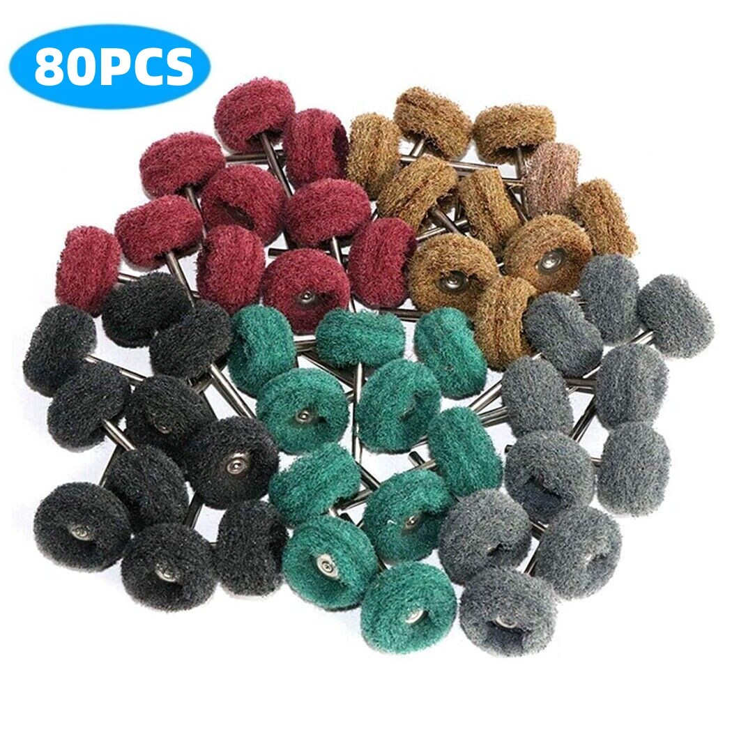 80 PCS Abrasive Metal Polishing Wheel Buffing Rotary Tool Burr Kit 120-800 Grit