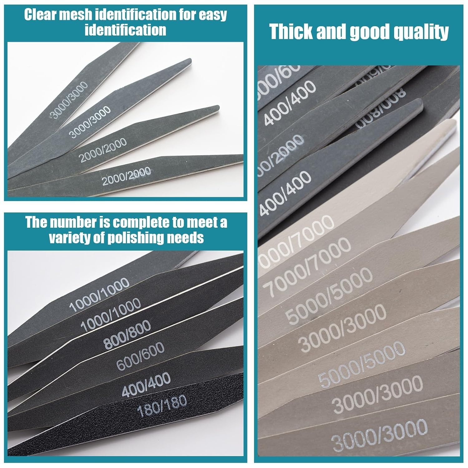 40 Pcs Professional Polishing Sticks Set – 10 Grits for Precision Finishing