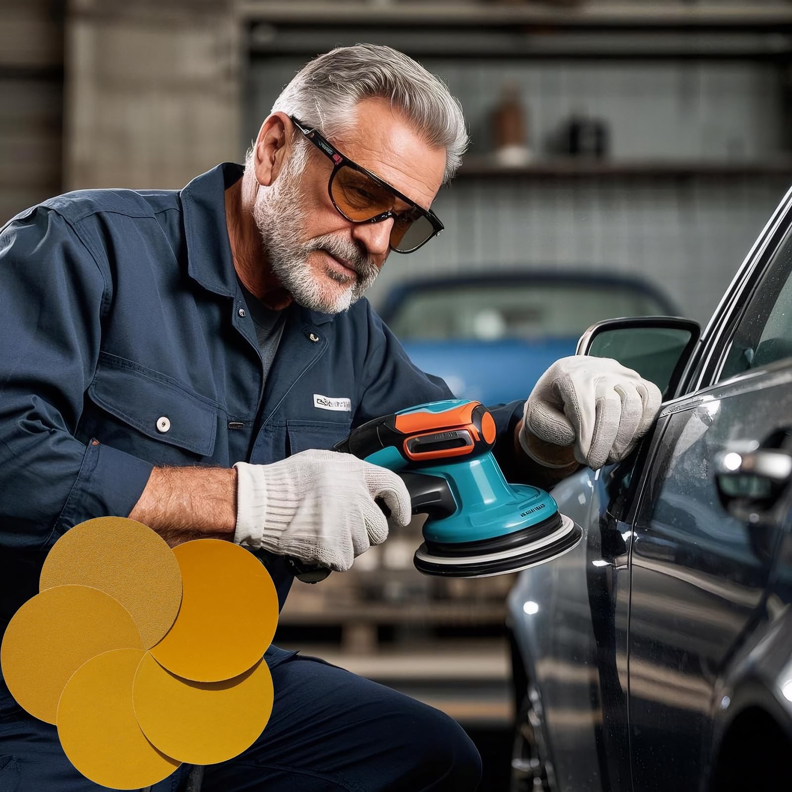 100 Pcs 6 Inch Sanding Discs Gold Grit Assortment for Automotive Wood Metal