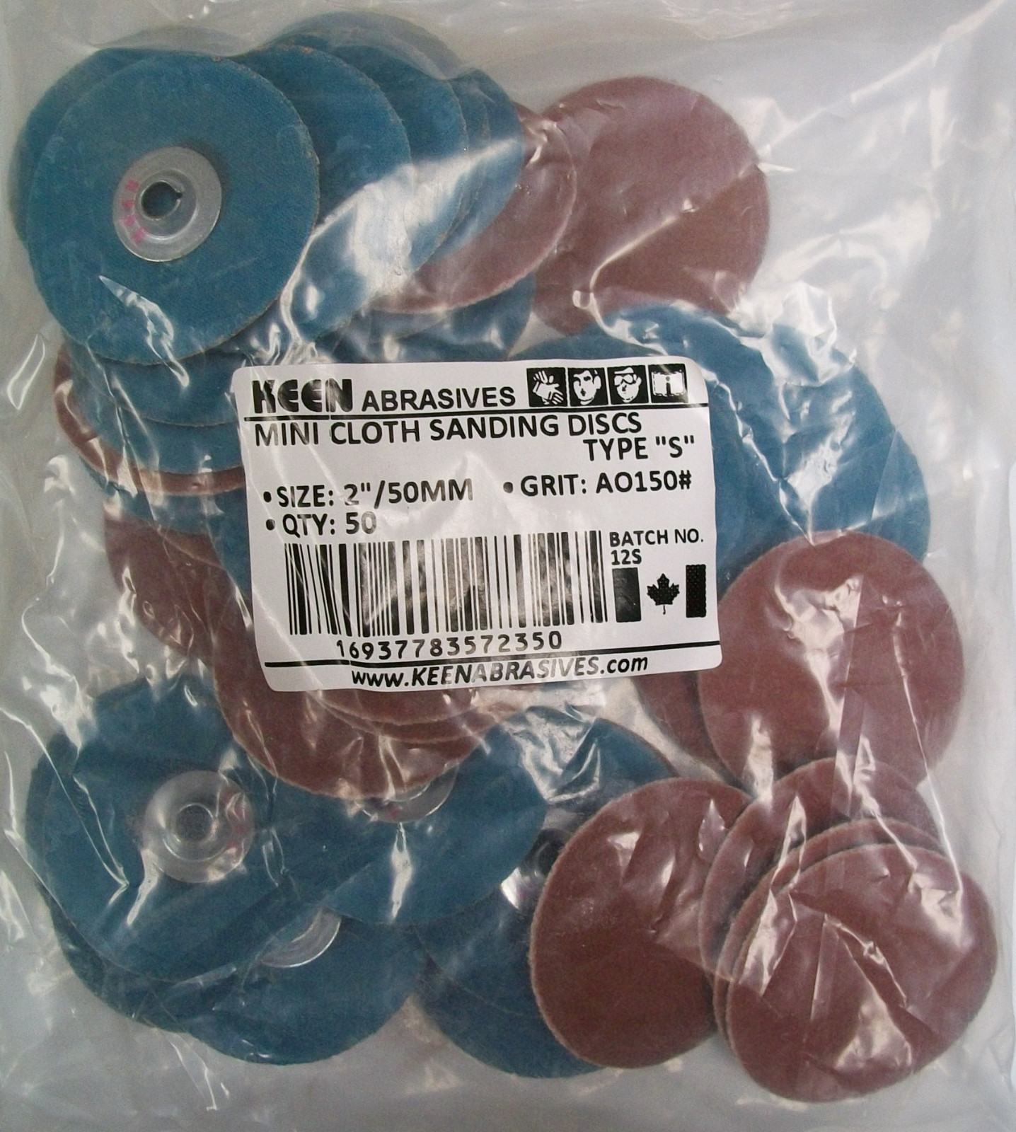 2″ Clip On Type S Roll On Sanding Disc, 150 Grit, AO, Keen , 50pc