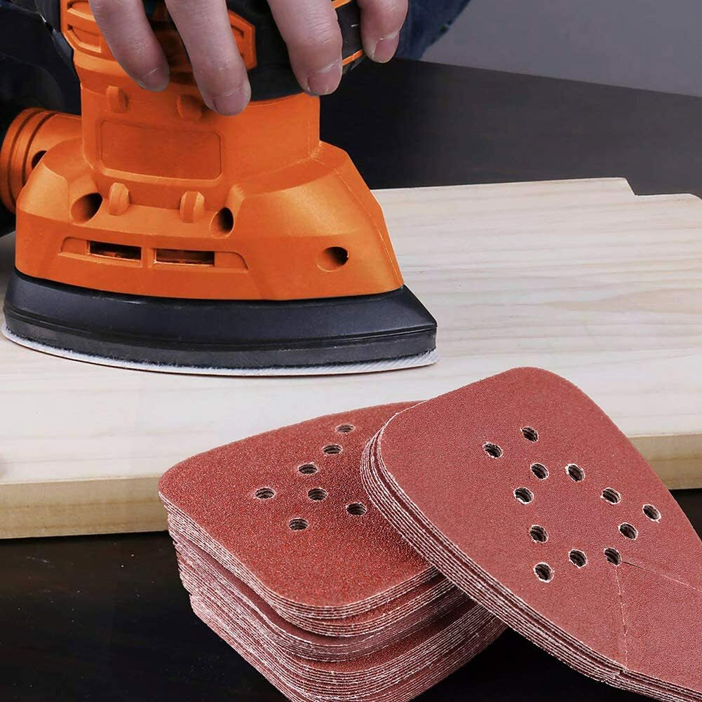 50PCS Mouse Detail Sanding Pads Hook Loop Sandpaper 60-220 Grit for Black+Decker