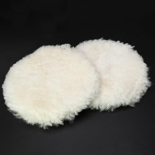 Wool Polishing Pades, 8 Pcs | Soft Sheepskin Buffing Pads, Hook and Loop 5 Inch