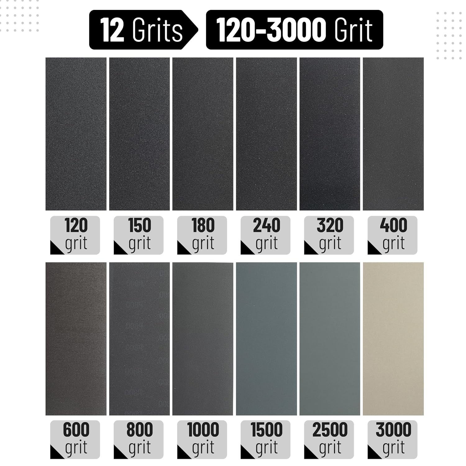 Bates Sandpaper 24pc Wet Dry Assortment Kit 120-3000 Grit Wood Metal Automotive