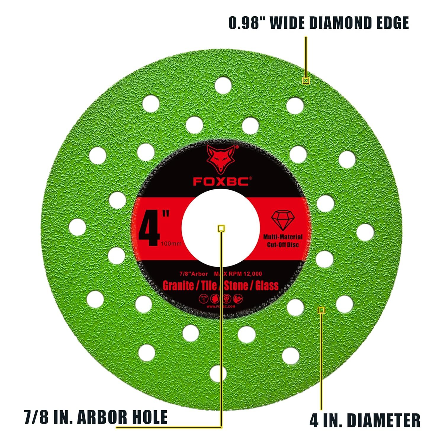 Diamond Grinding 4 inch Cut Off Multi-Material Disc , 7/8″ Arbor – 3 Pack