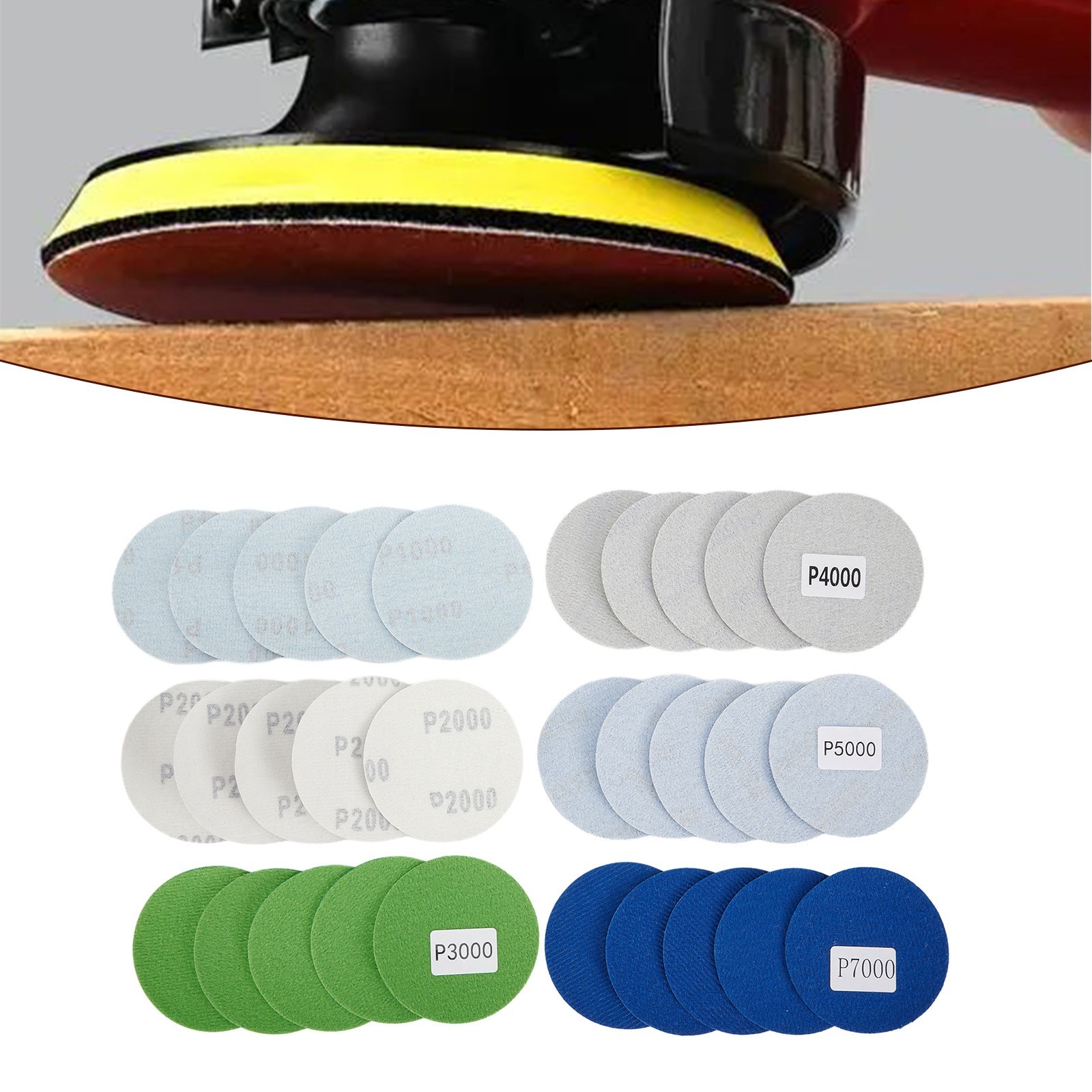30pcs 3 Sanding Discs Pad 1000-7000 Mixed Grit Wet & Dry Sandpaper Grinding