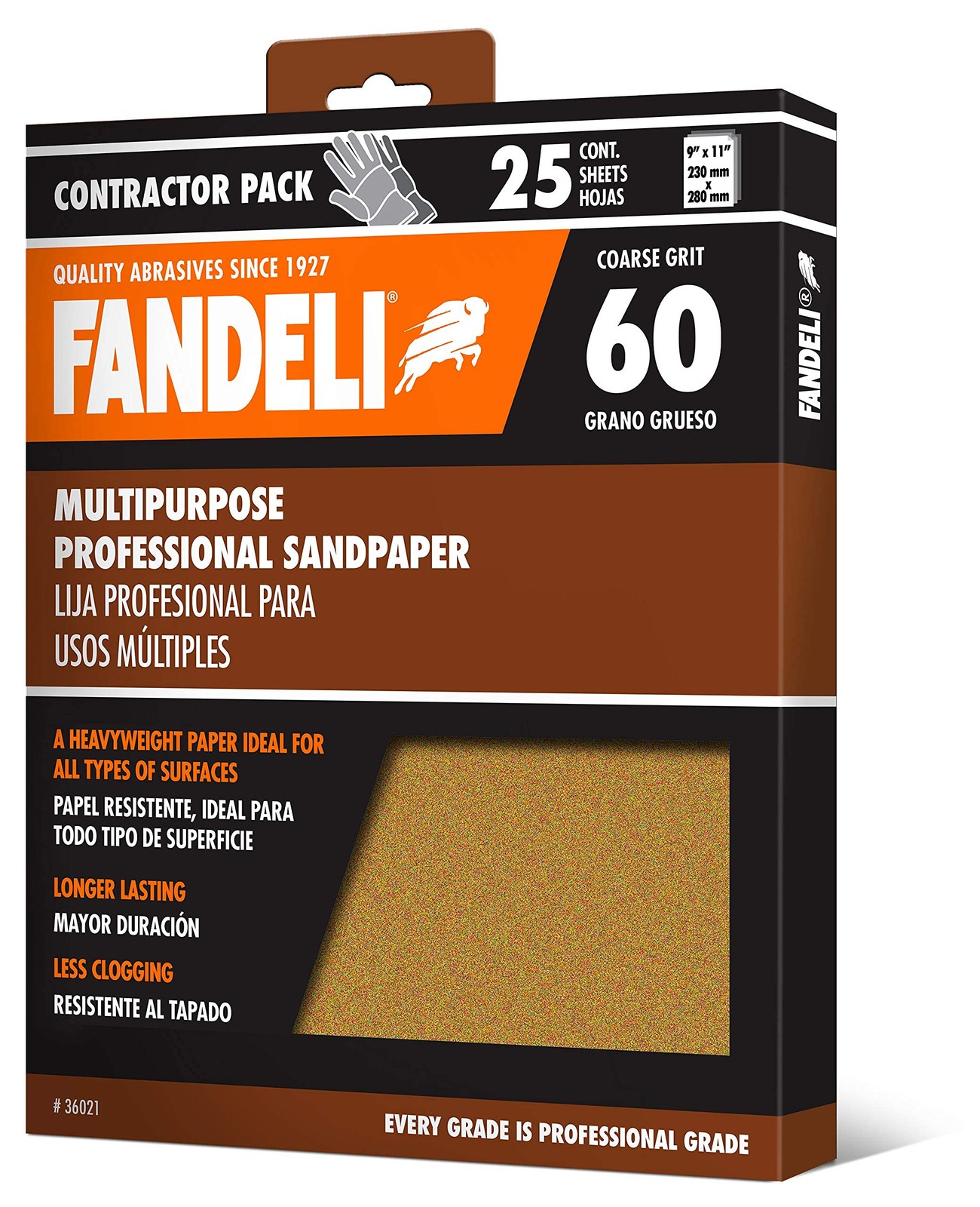 Fandeli Sandpaper Sheets – Multipurpose 9″ by 11″, Brown” or “Gray