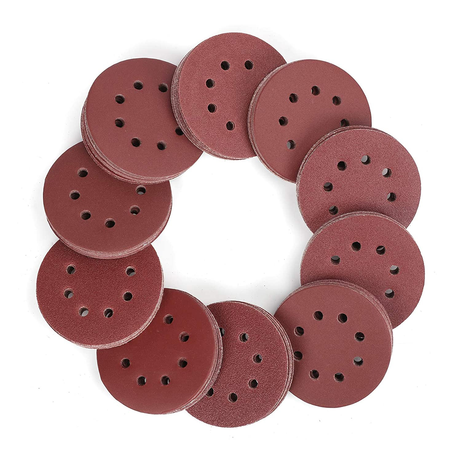 150-Piece Sanding Discs Set – 5-Inch 8-Hole Sandpaper 10 Grades Include 60, 80,