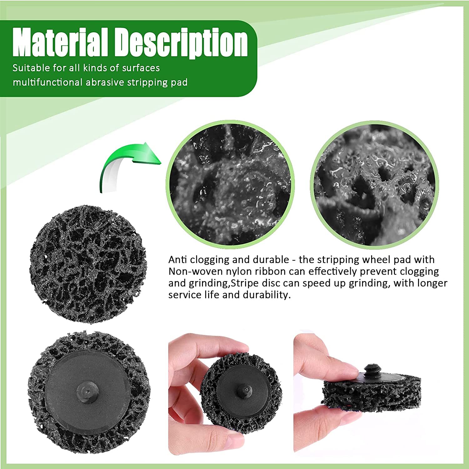 11 Pcs 2 Inch Black Strip Discs W/ Holder Quick Change Poly Paint Removal Wheels