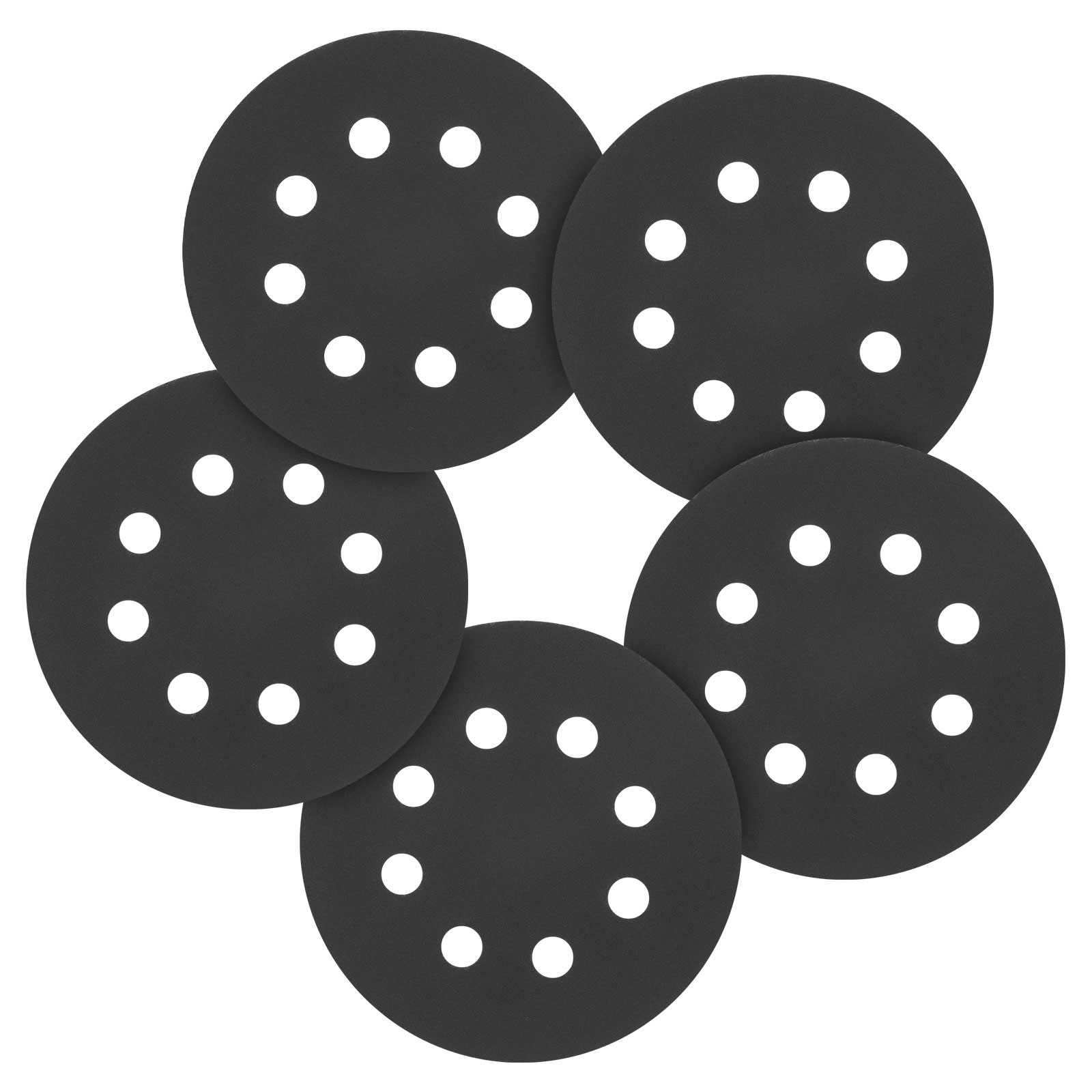 110 Pcs 5 Inch Sanding Disc 1200 Grit 8 Hole Round Hook and Loop Sandpaper,Black
