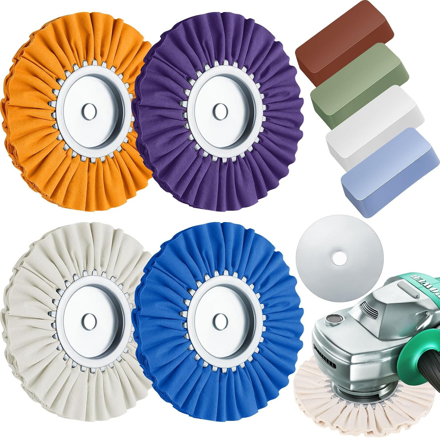8 Inch Airway Buffing Wheels Aluminum Wheel Polishing Kit in Diameter 5/8 Inch A
