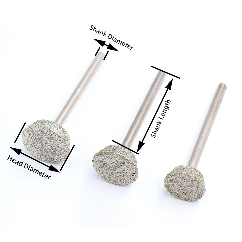 2.35/3mm Shank Diamond Grinding Head E Burr Bit Polishing Jade Carving Tools