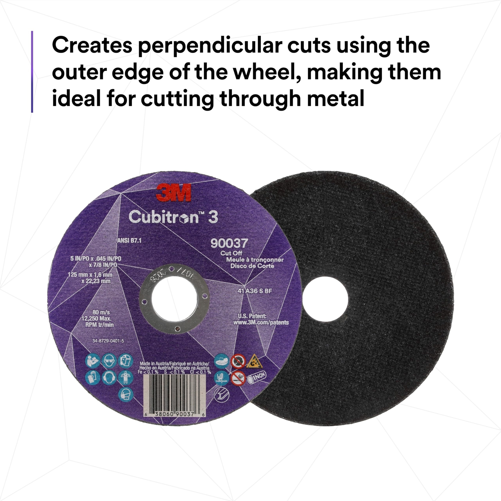3M Cubitron 3 Cut-Off Wheel 90053 60+ T27 4-1/2 in 0.04 in 7/8 in 115 1