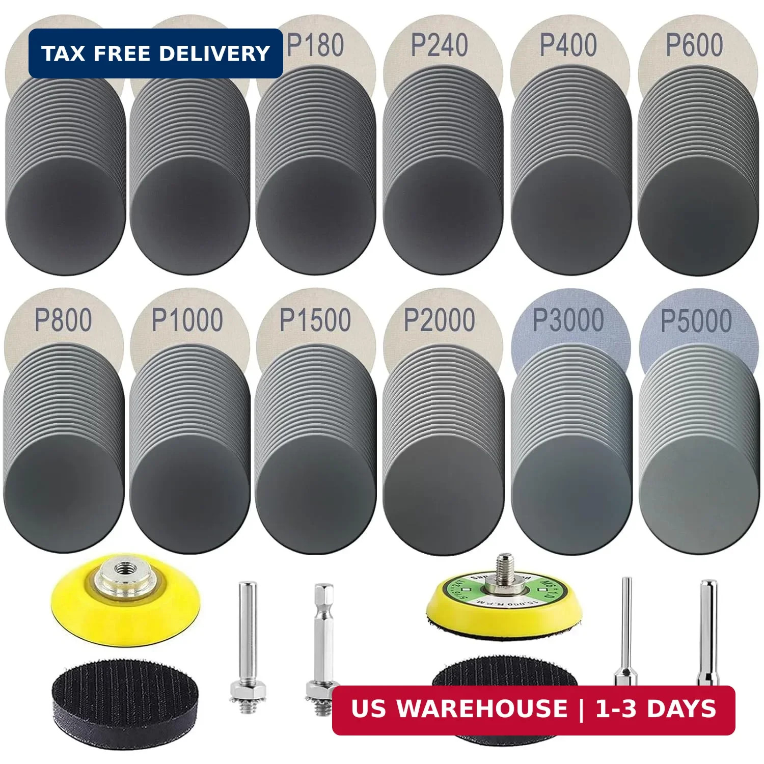 240Pcs 2 Inch Sanding Discs, Assorted 80 to 5000 Grit Silicon Carbide Hook & Loo