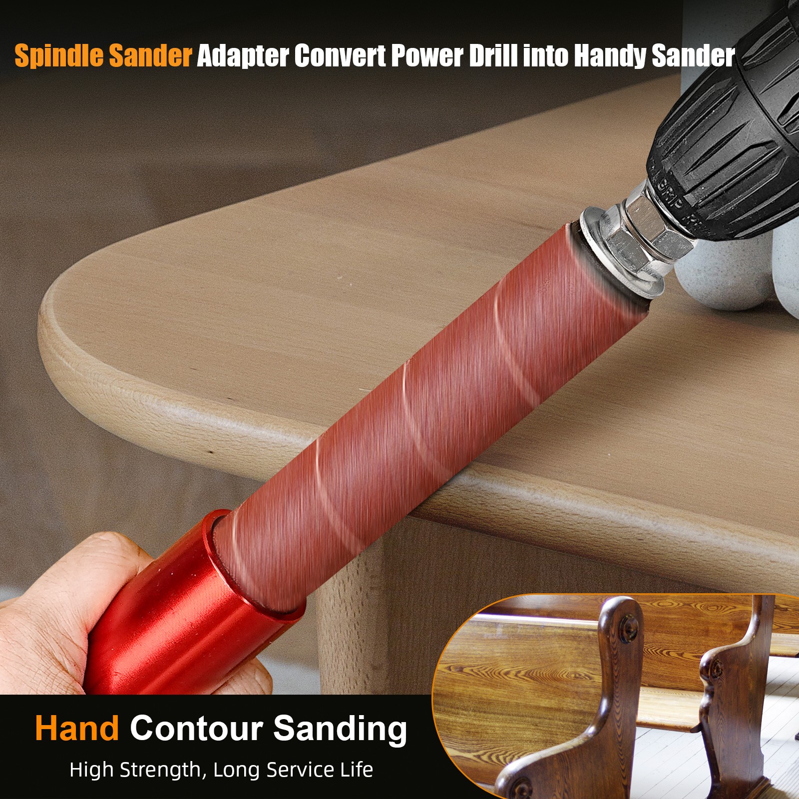 Sanding Drum Sander Handheld Spindle Sander Electric Adapter Hex Shank 1 Set
