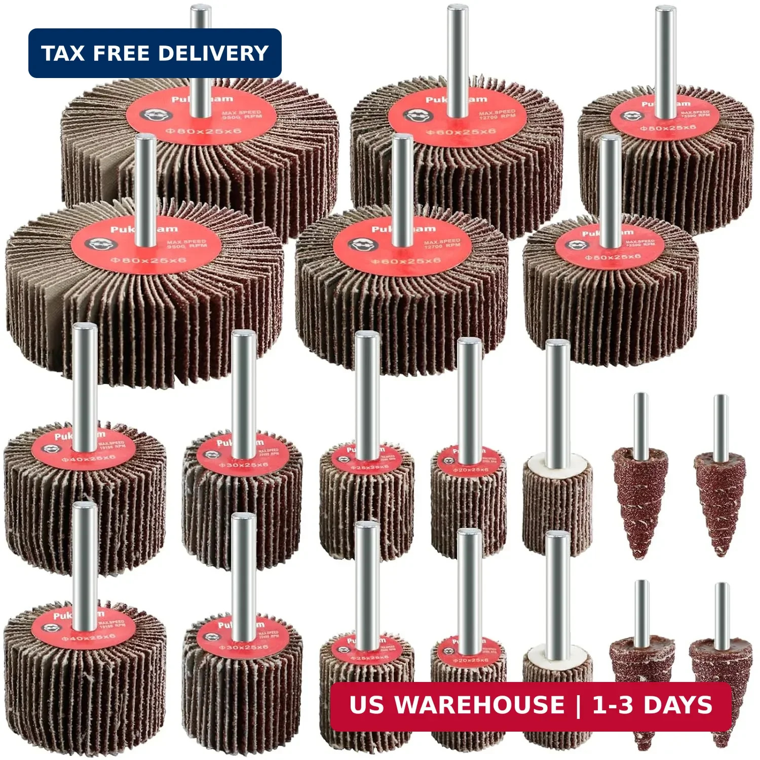20 Pcs Flap Wheel Sander Set 80 Grit Sanding Wheel for Drill 1/4″ Shank for Meta