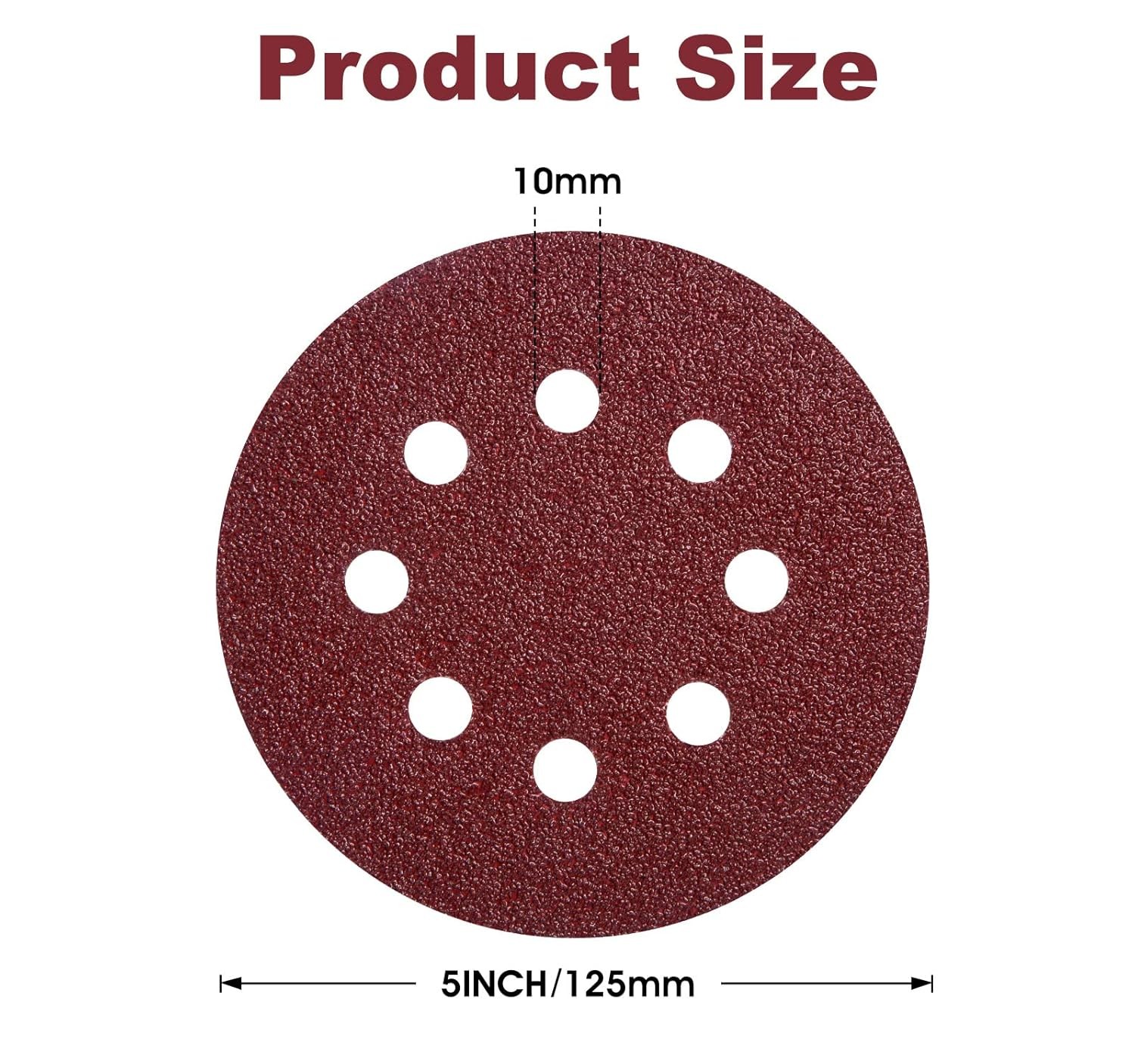 150 PCS Sanding Discs 5-Inch 8-Hole Aluminum Oxide Sandpaper for Woodworking Hoo
