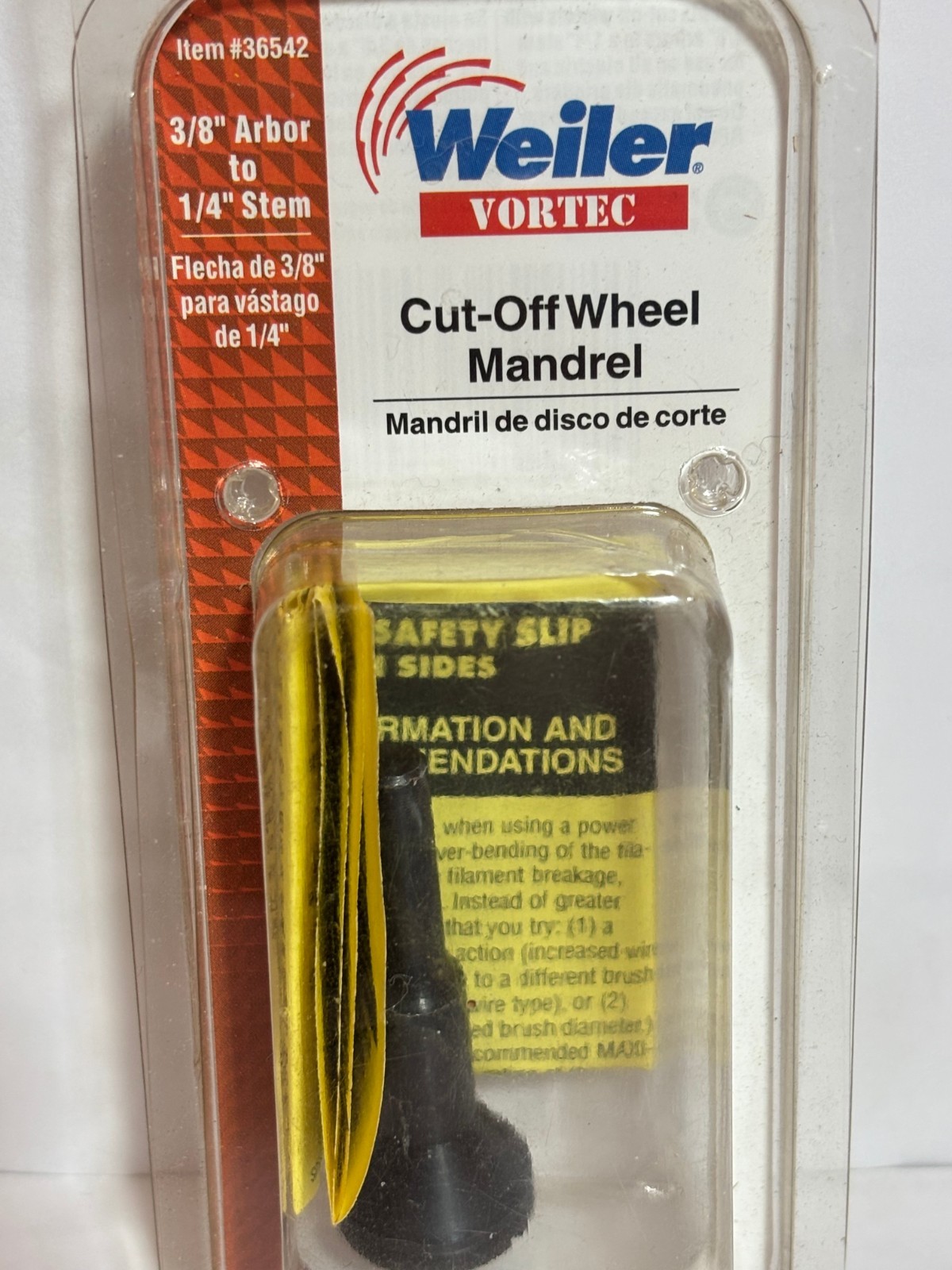 Weiler 36542 Cutoff Wheel Mandrel RACK a