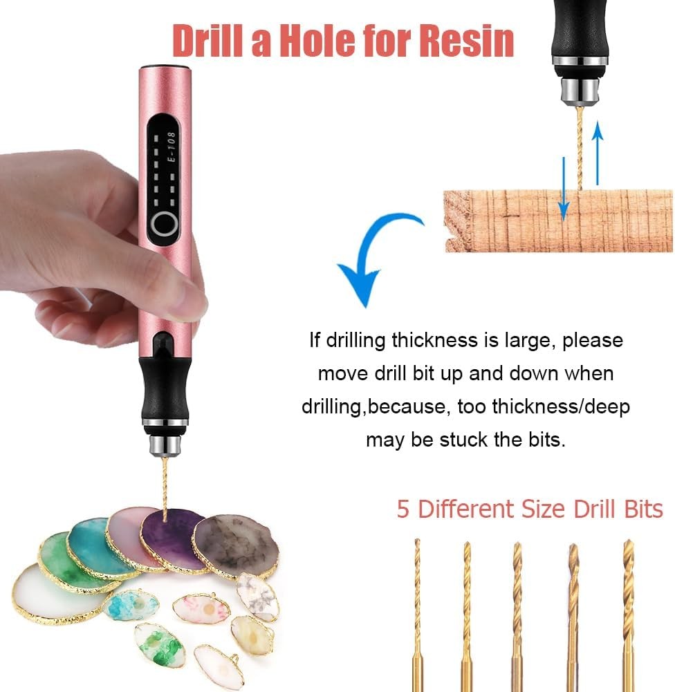 Resin Drill Polishing Kit, Electric Rotary Pen & Deburring Tool, 115PCS