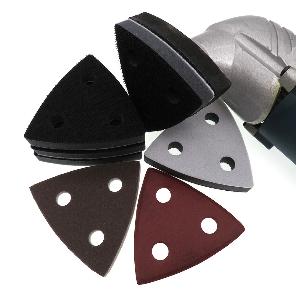 80*80*80mm 3 Hole Triangular Foam Cushion Interface Buffer Pad For Sanding Pads