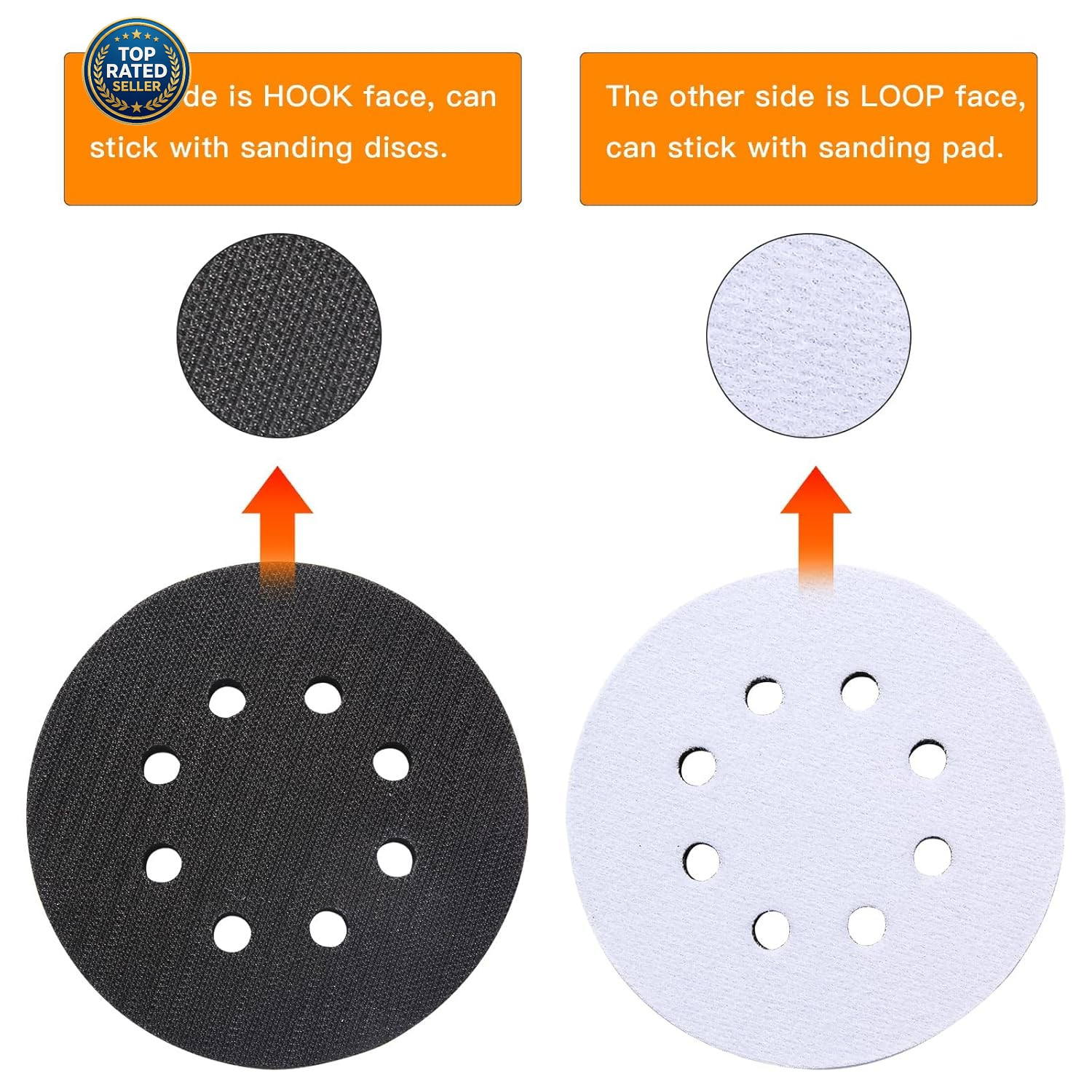 TPSUIPA 6 Pack 5 Inch 8 Hole Foam Sanding Pads, Soft Density Interface Pad, H…