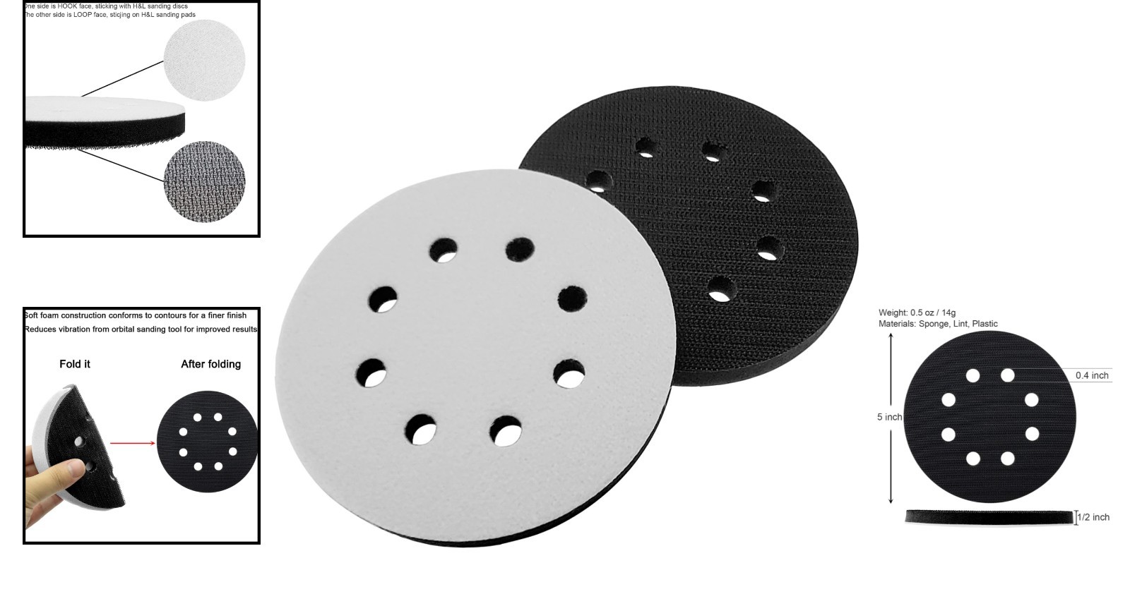Lightweight 5-Inch Sponge Pads with Dust Extraction for Smooth Finishes